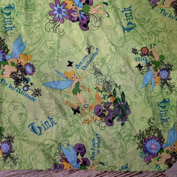 1Tinkerbell Pillowcase Standard 20x29 Fairy Tink Pixie Dust Flowers Green Purple - Picture 8 of 11